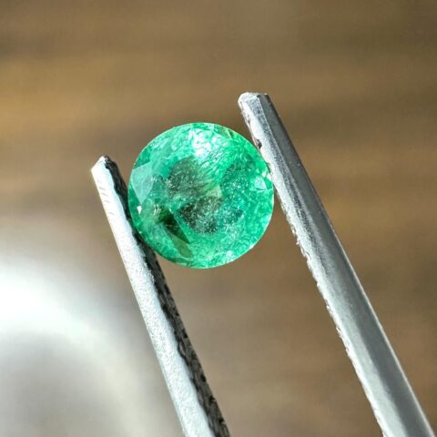 0.25 Carat 4.3mm Emerald Size Reference on Hand Minimalist Ring