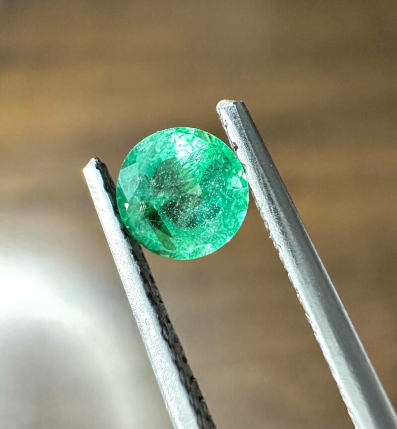 0.25 Carat 4.3mm Emerald Size Reference on Hand Minimalist Ring