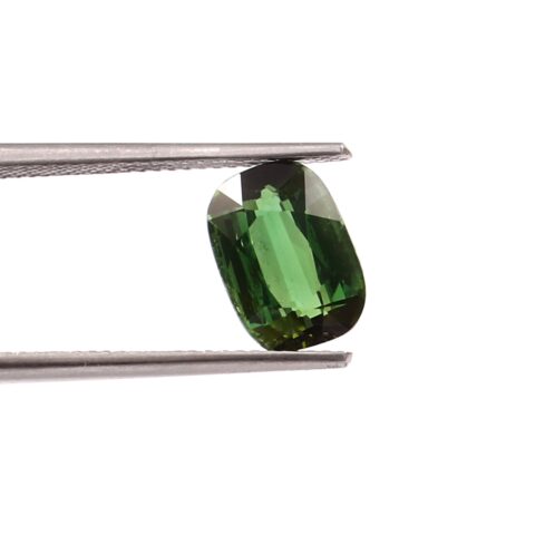 Side Profile of Cushion Cut Green Tourmaline Facets