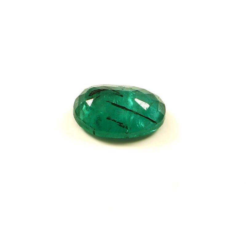 Back View of Oval Faceted Zambian Emerald Pavilion