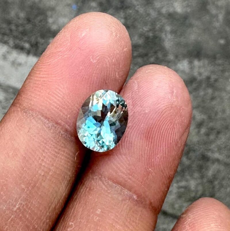 2.60 Carat 10x8mm Aquamarine Size Reference on Hand Custom Ring