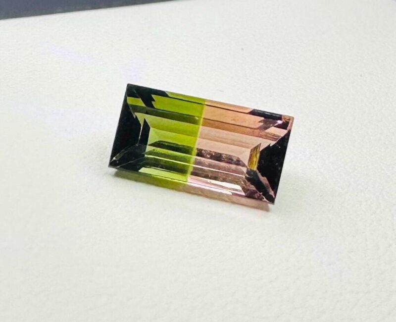 Natural 1.75 Carat Bi-Color Tourmaline – Pink & Green Baguette Emerald Cut