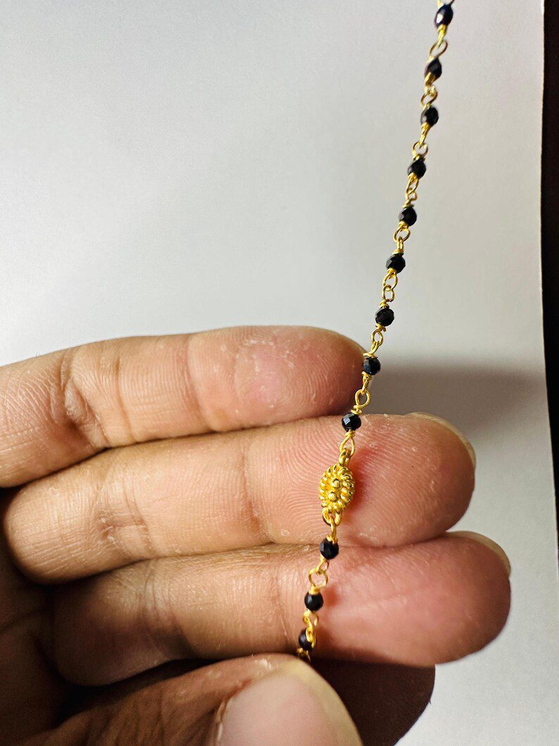 Traditional Black Beads on 18k Gold Mangalsutra Chain