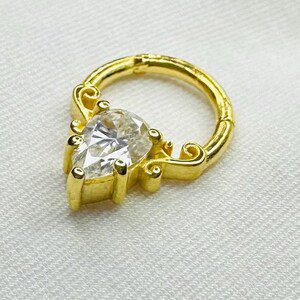 14k Gold Moissanite Nose Stud Worn on Nose Size Reference