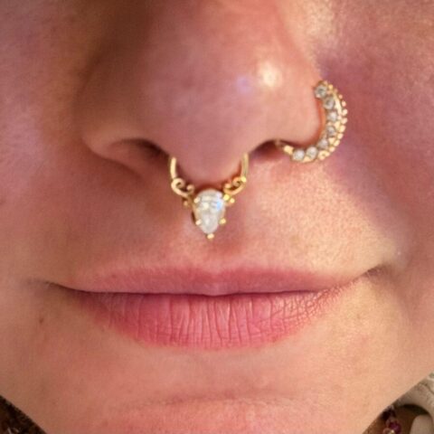 14k Gold Moissanite Nose Stud Minimalist Handmade Pin