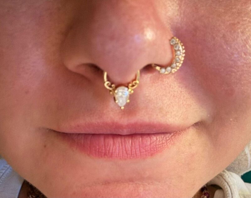 14k Gold Moissanite Nose Stud | Handmade Dainty Minimalist Pin 14k Gold Moissanite Nose Stud Minimalist Handmade Pin