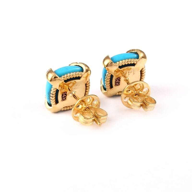 Solid 14k Gold Art Deco Stud Earrings Side Detail