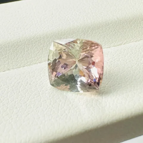 Natural Bicolor Tourmaline Cushion Cut 3.10 Carat Front View