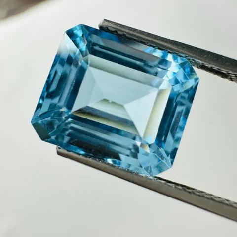 side Profile of 12x10mm Octagon Cut Topaz Gemstone Depth