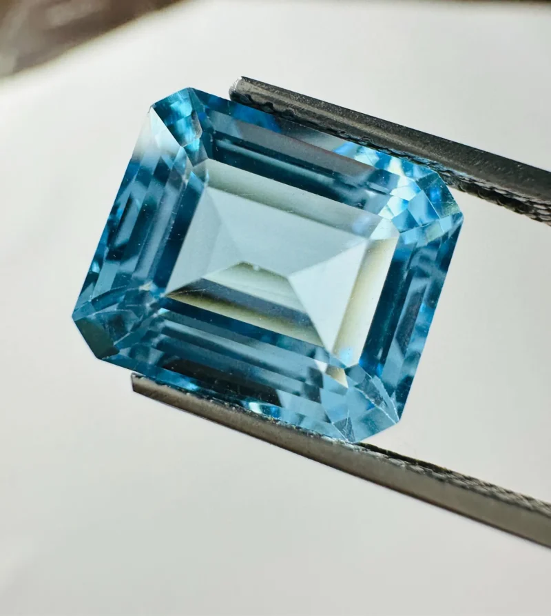 side Profile of 12x10mm Octagon Cut Topaz Gemstone Depth