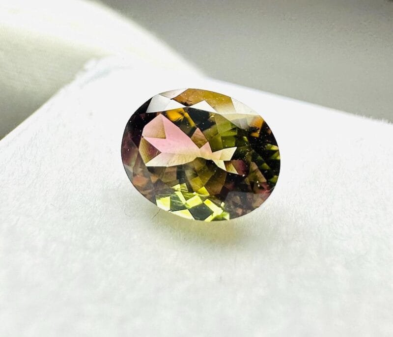 Natural Tricolor Tourmaline Loose Gemstone 9×7 mm Oval Cut | Three Color Gem Natural Tricolor Tourmaline Gemstone Authenticity Certificate Report