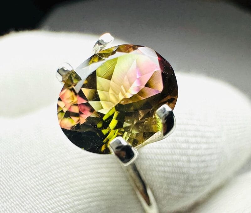 Eye Clean Tricolor Tourmaline Gemstone Macro