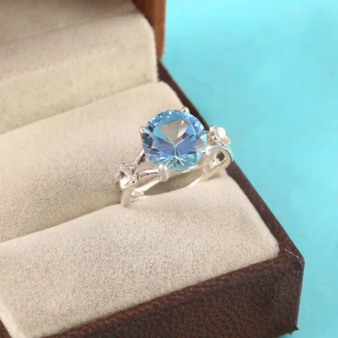 Natural topaz Blue Silver Ring