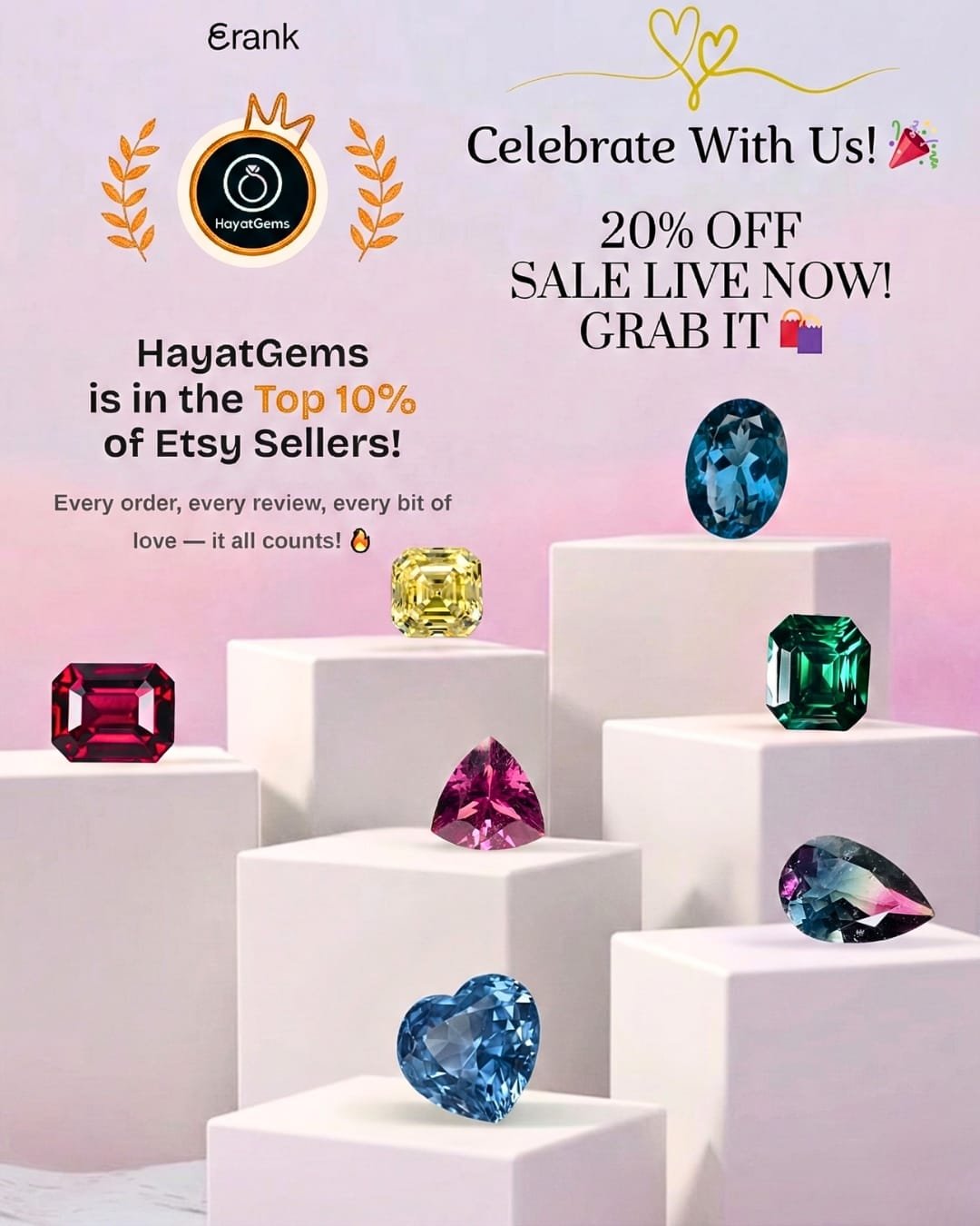 Hayat Gems Rated Top 10 Percent Seller on Etsy - Trusted Manufacturer