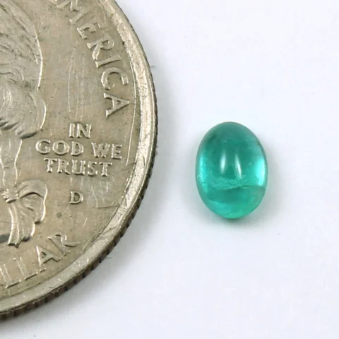 Natural Zambian Emerald Cabochon 0.60 Carat Oval Smooth Gemstone