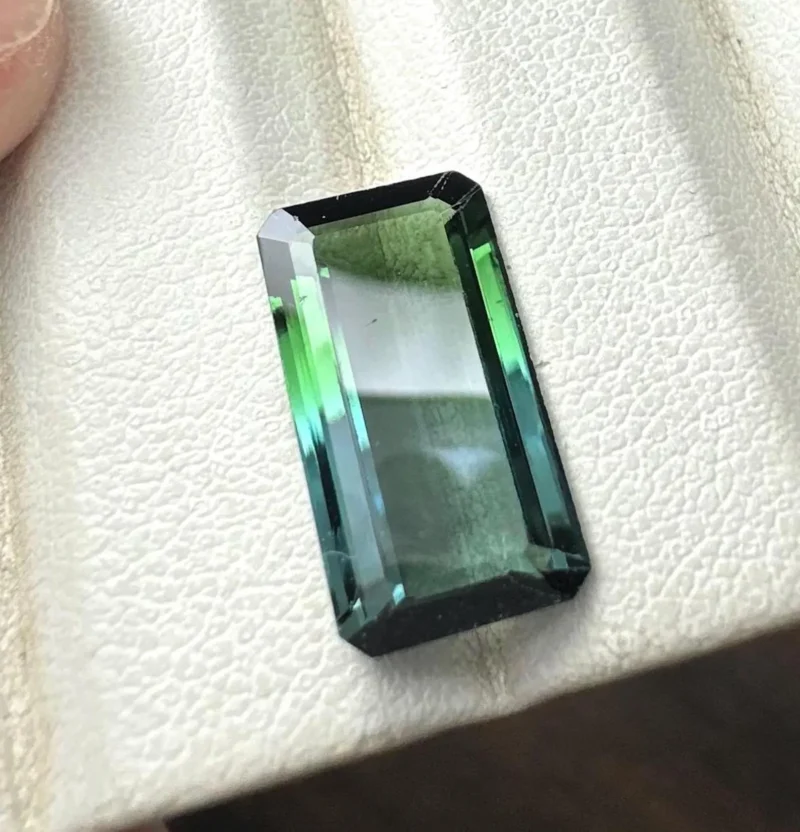 Back View of Faceted Bi-Color Tourmaline Gemstone