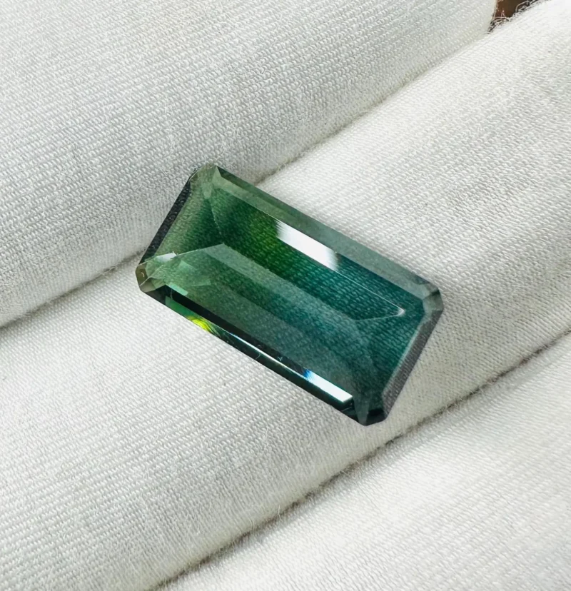 Macro Detail of Blue Green Color Zone in Bi-Color Tourmaline