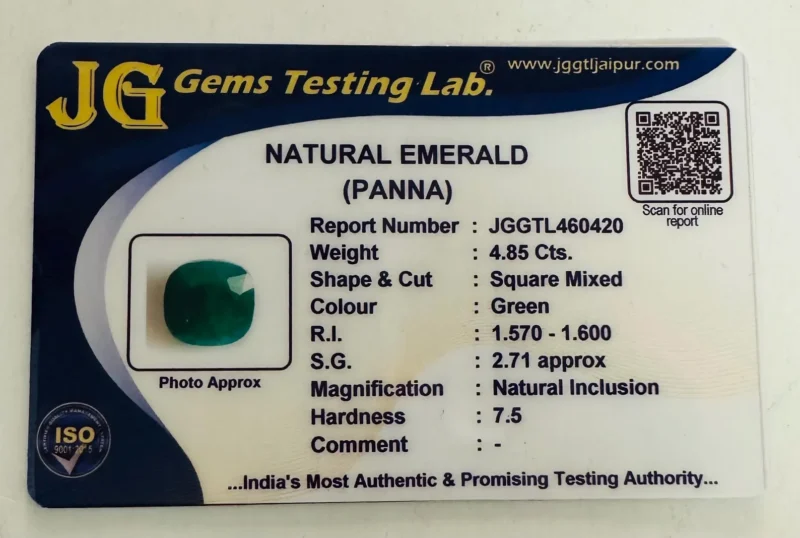 Certified Zambian Emerald with Lab Report and Premium Packaging