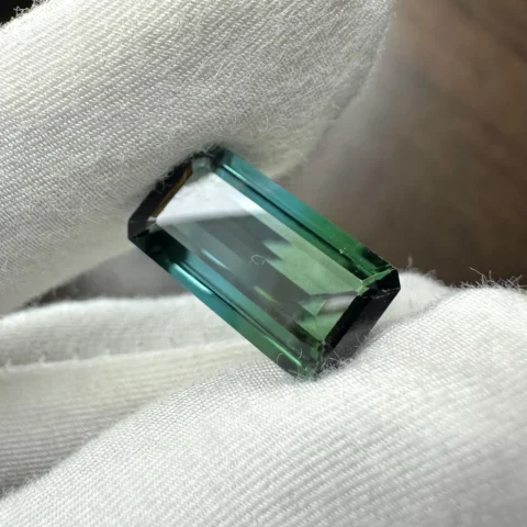 Tourmaline Natural Bi-Color Tourmaline 5 Carat Blue Green Baguette Cut Hayat Gems