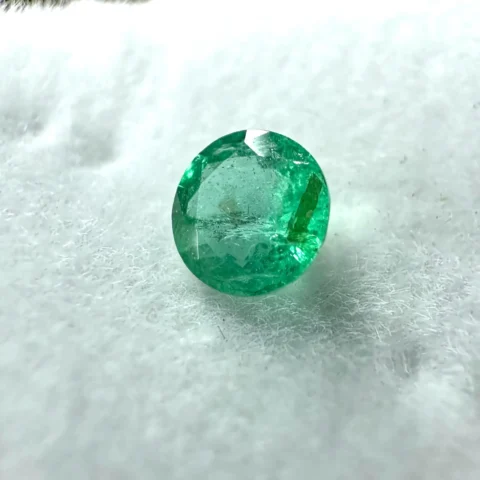 Natural Emerald 0.25 Carat Round Cut Strong Vivid Green Gemstone