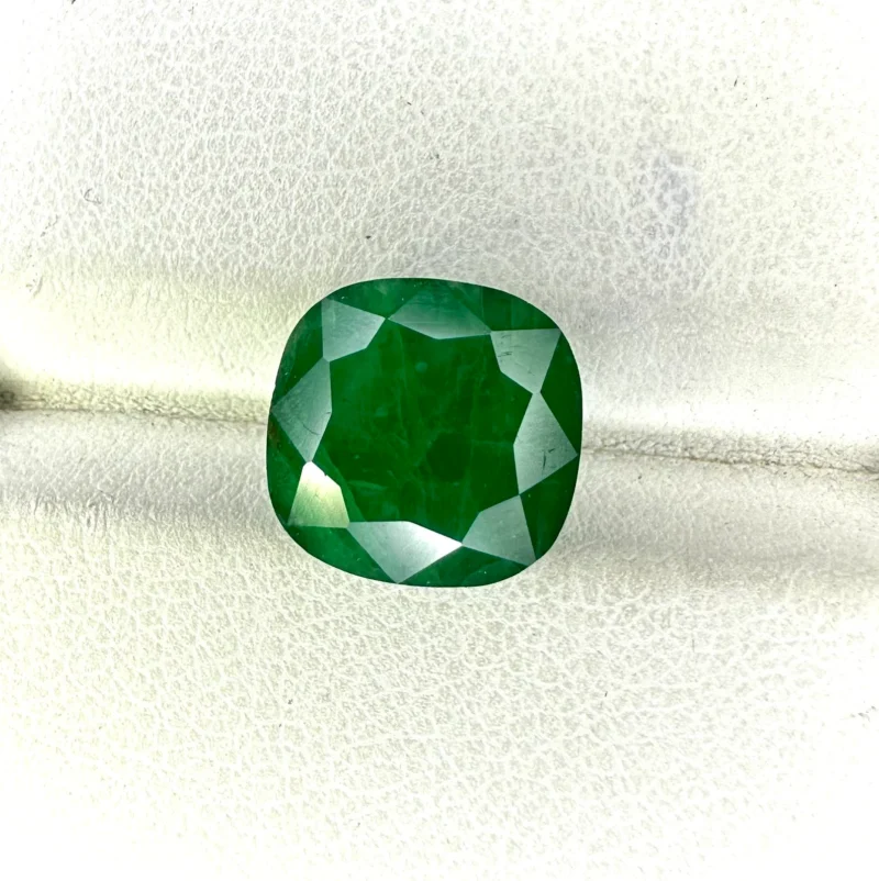 Zambian Emerald 4.85Ct | 10mm Cushion Cut Dark Green Natural Opaque Loose Gemstone Natural Zambian Emerald 4.85 Carat Dark Green Cushion Cut Gemstone