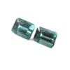 : 7x5mm Teal Tourmaline Pair Size Reference in Jeweler Tweezers