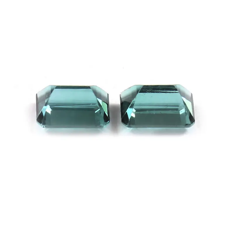 Custom Gold Earring Design Idea Using Emerald Cut Teal Tourmalines