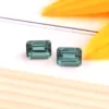 Angled View of Emerald Cut Octagon Facets on Teal Tourmaline Pair