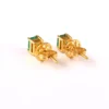 14k Solid Yellow Gold Natural Emerald Stud Earrings | 6x4mm Octagon Cut Art Deco