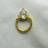 14k Gold Moissanite Nose Stud | Handmade Dainty Minimalist Pin Side View of 14k Gold Nose Stud showing 1.2mm Gauge