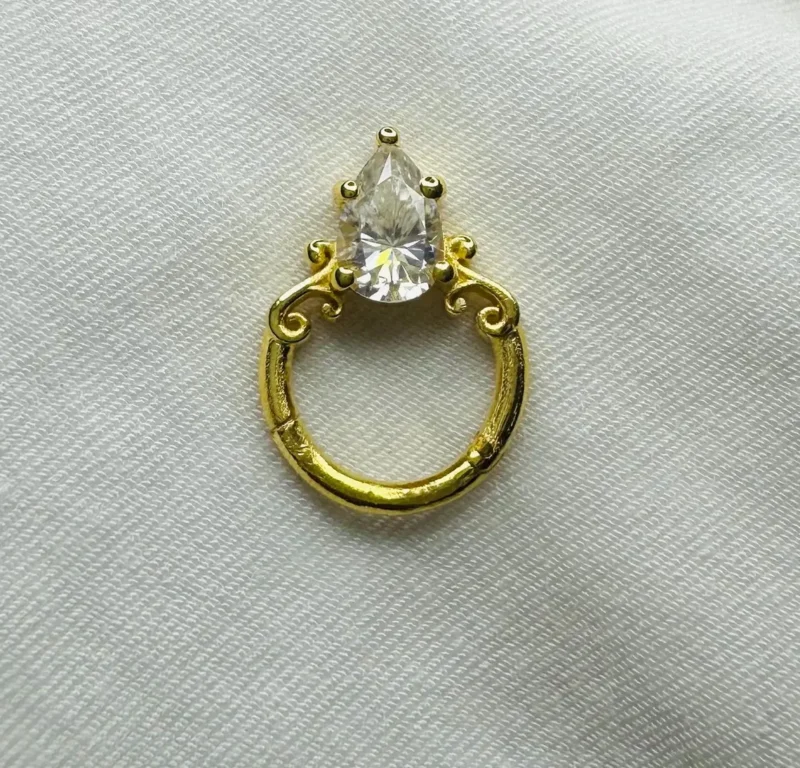Side View of 14k Gold Nose Stud showing 1.2mm Gauge