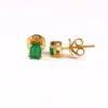 14k Solid Yellow Gold Natural Emerald Stud Earrings | 6x4mm Octagon Cut Art Deco