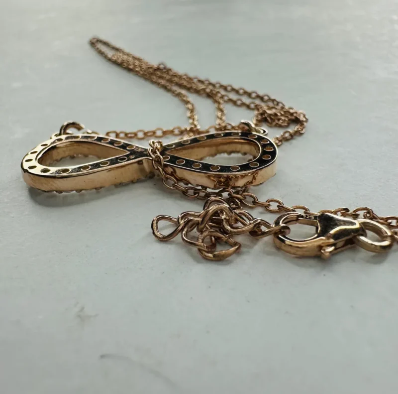 Infinity Moissanite Pendant Adjustable Chain and Lobster Clasp