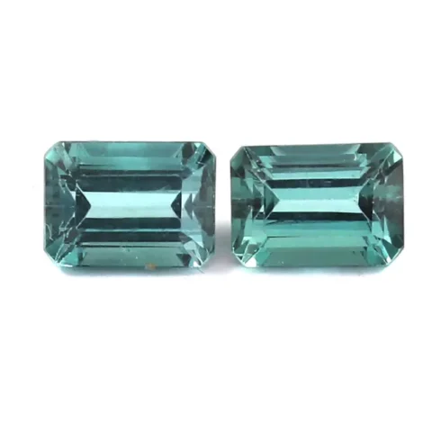 Tourmaline Certified Natural Teal Tourmaline Matched Pair 2.20 Carat Emerald Cut